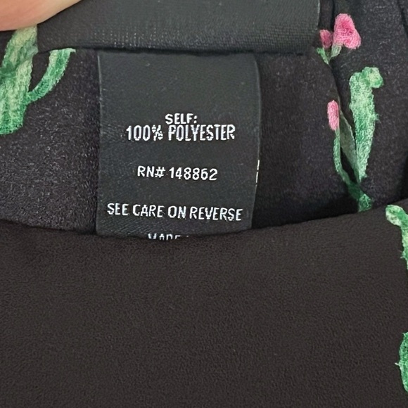 [Torrid] Chiffon Black Green Cactus Print Ruffle Babydoll Blouse Summer Beach 3X - Picture 10 of 12